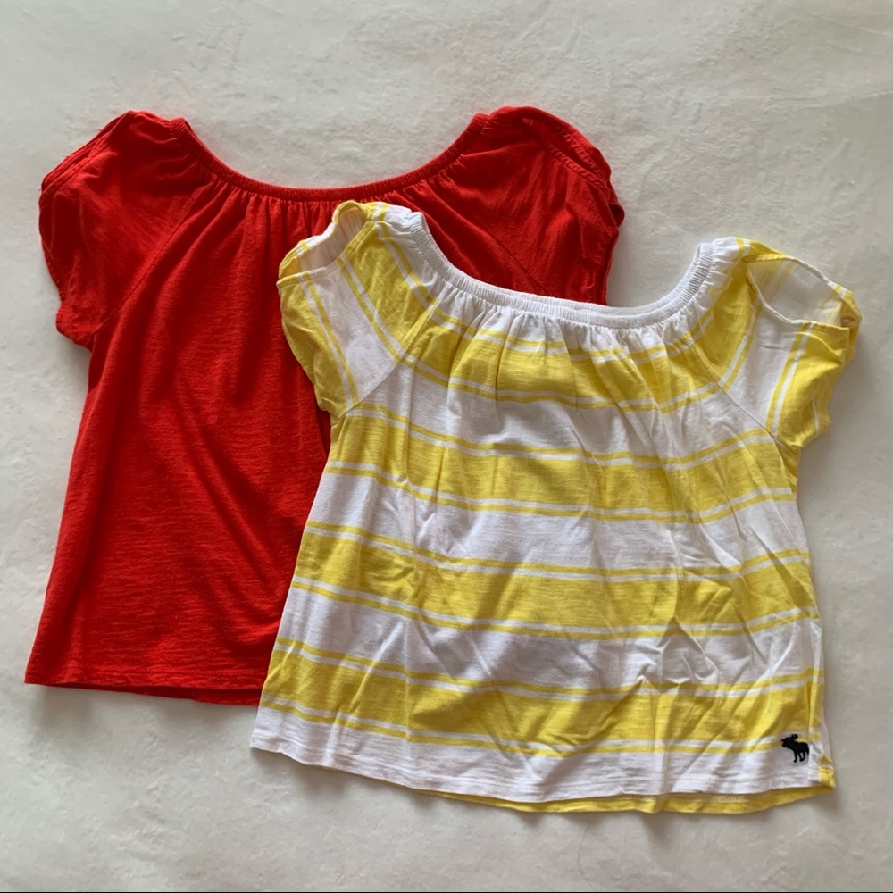 abercrombie kids Girls Red & Yellow Open-Shoulder Tops Bundle (2) Size 13/14
